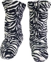 Huissok / pantoffel sokken zebra hoog model - Zwart / Wit - Maat 39 / 41