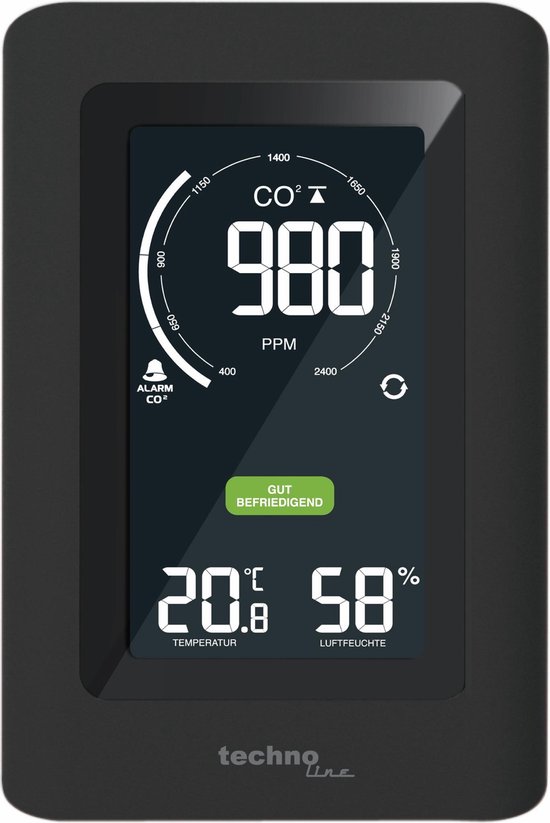 Technoline WL 1030 -  CO2 Luchtkwaliteitmeter met Thermo/Hygrometer - Zwart