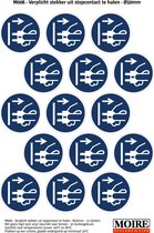 Pictogram sticker 75 stuks M006 - Verplicht stekker uit stopcontact te halen - 50 x 50mm - 15 stickers op 1 vel