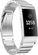 Stalen Smartwatch bandje - Geschikt voor  Fitbit Charge 3 metalen bandje - zilver - Horlogeband / Polsband / Armband