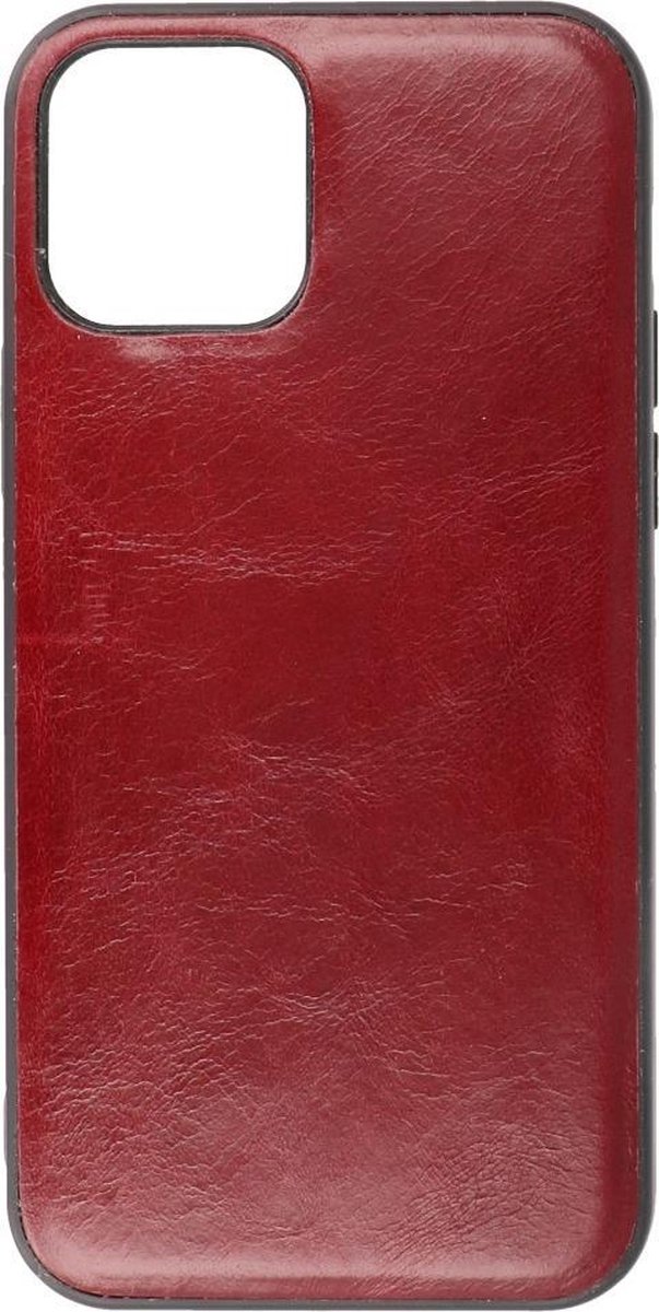 DiLedro - BackCover Echt Leer iPhone 12 Mini Shock Proof - Marble Red