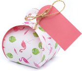 Geschenkverpakking (klein) (10 stuks) | Traktatiedoosje | Cadeaudoosje | Snoepdoosje | Uitdeeldoosje| 6cmx6cmx6cm | Flamingo