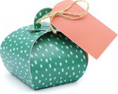 Geschenkverpakking (klein) (10 stuks) | Traktatiedoosje | Cadeaudoosje | Snoepdoosje | Uitdeeldoosje| 6cmx6cmx6cm | Groen met Stip