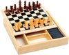 Afbeelding van het spelletje Mini houten schaakspel van hout - 18 x 18 x 3,5 cm
