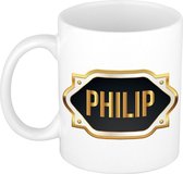 Naam cadeau mok / beker Philip met gouden embleem 300 ml