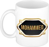 Naam cadeau mok / beker Mohammed met gouden embleem 300 ml