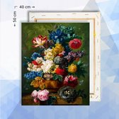 Schilderen op nummer pakket Bloemen kunst 40 x 50 cm  - met frame