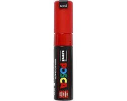 Krijtstift – Chalkmarker – Universele Marker – Uni Posca Marker – Rood – PC-8K – 8mm – Beitelpunt – Large – 1 stuk