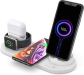 Draadloze Oplader voor Apple -  Wireless Charger - iPhone en Android - Samsung - 6-in-1 Qi - Wit