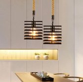 Plafondlamp touw kubus - industriële lamp - woonkamer - zwart - hanglamp - verlichting