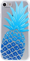 GadgetBay Blauwe ananas case TPU iPhone 7 8 Doorzichtig hoesje Blue