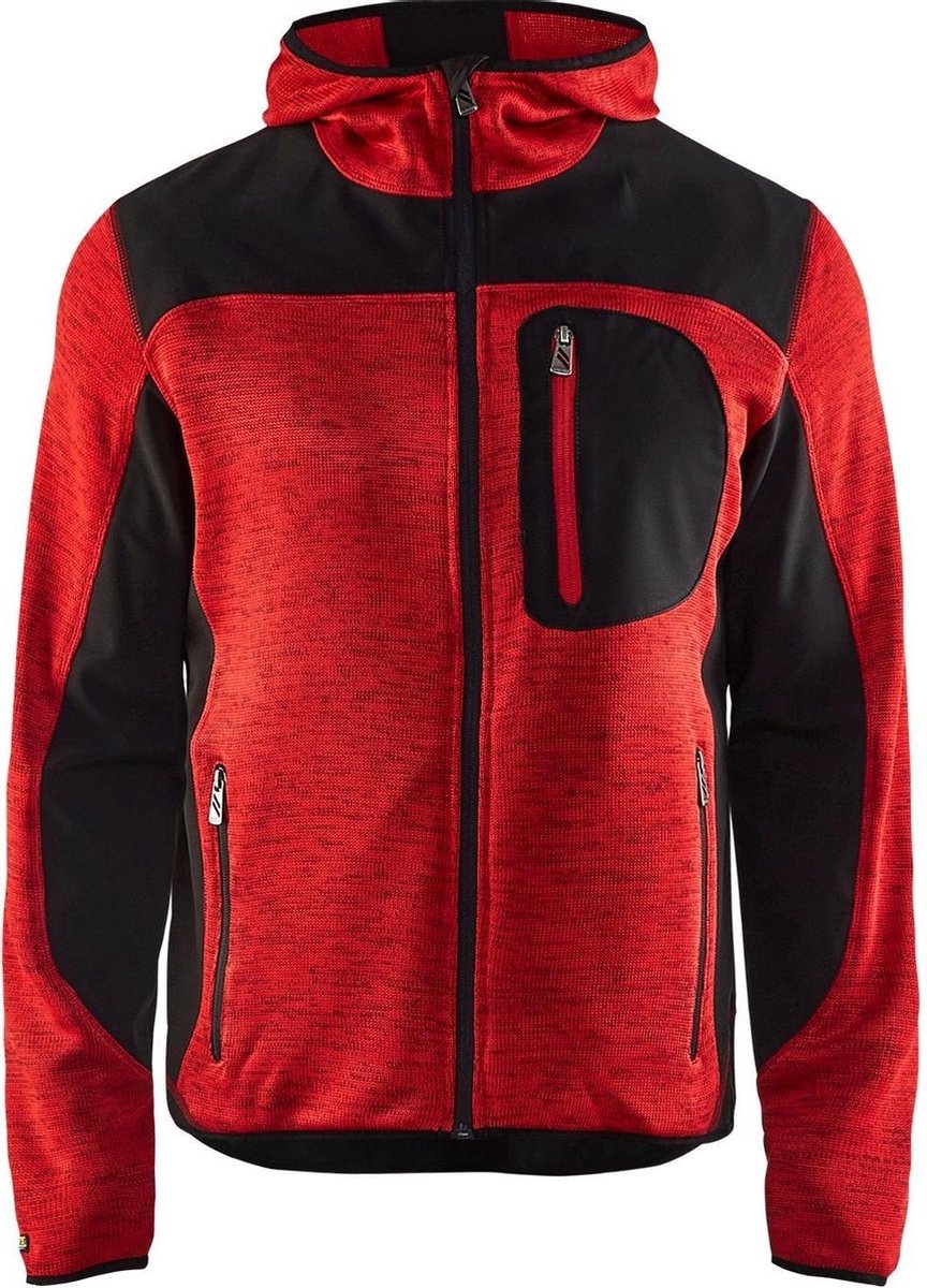 Blaklader Gebreid vest met softshell - Rood/Zwart - XS