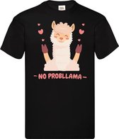 T-shirt No Probllama Large zwart