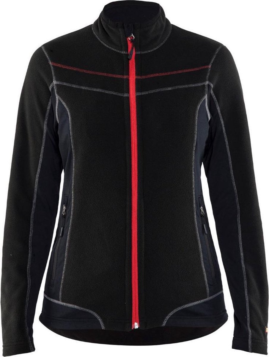 Blåkläder 4924-1010 Dames Microfleecevest Zwart/Rood maat S