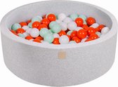 Ballenbakje.nl® Ronde Ballenbak set incl 200 ballen 90x30cm - Licht Grijs: Oranje, Wit, Mint