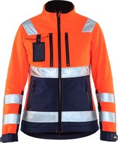 Blåkläder 4902-2517 Dames Softshell jack High Vis Oranje/Marineblauw maat L