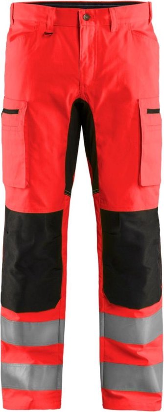 Pantalon haute visibilité Blaklader avec stretch - Rouge haute visibilité / Zwart - D112