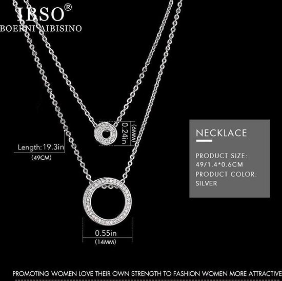 Boerni Aibisino Horloge en Ketting Zilver kleur luxe geschenk set | Crystal glass | Premium kwaliteit uurwerk Quartz Japan | Mineraal | Geschenk | Fashion | Elegant | Dames | Vrouw |  Black Friday