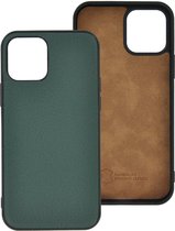 iPhone 12 Mini Hoesje - iPhone 12 Mini hoesje Echt leer Back Cover P Case Groen