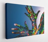 Onlinecanvas - Schilderij - The Man Is Decorated In A Ultraviolet Powder Art Horizontal Horizontal - Multicolor - 30 X 40 Cm