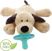 Wubbanub Hond ✅  Speenknuffel - Knuffel Baby Fopspeen - Baby Speelgoed - Bruin Kraamcadeau - Soothie Knuffelspeen - Huisdier