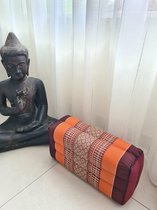 Yoga blok - Traditionele Thaise Kapok Yoga Ondersteuning Blok Kussen - Meditatie Kussen rechthoek - 35x15x10cm - Oranje