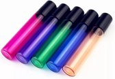 Essentiële olie roller - 10 ml - Vrolijk gekleurd - Rollerflesjes - Parfum rol-on fles - Glas - 5 stuks - Rvs bal.