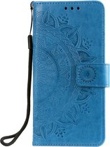 Bloemen Book Case - Xiaomi Redmi Note 9T Hoesje - Blauw