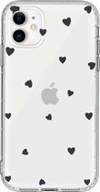 iPhone 12 Pro Max Hoesje - Hartjes - Zwart - Schokbestendig – Transparant - Silicone – Dun – Cover – Backcover - Clear - Geschikt voor Apple – Case – Schok - Hoes - Bescherming – Smartphone –