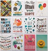 Verjaardag Wenskaarten - Gefeliciteerd - 12 Stuks - 12 x 17 cm - L-191
