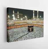 Onlinecanvas - Schilderij - Great Mosque Mecca On Ishaa Prayer Art Horizontal Horizontal - Multicolor - 75 X 115 Cm