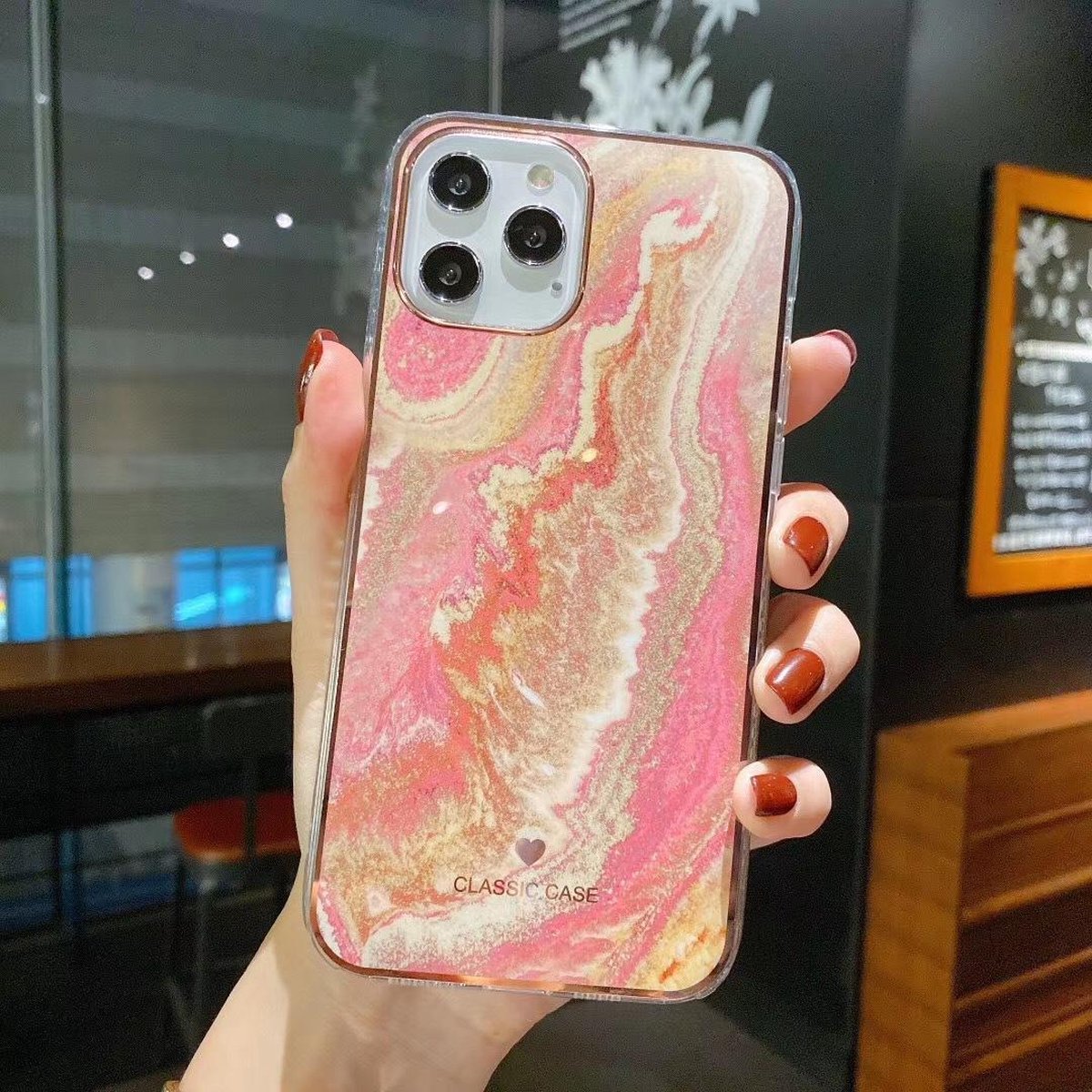 iPhone 12 Mini - PinkTouch Marble cover / case / hoesje