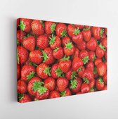 Onlinecanvas - Schilderij - Strawberries Background. Strawberry. Food Background. Art Horizontal Horizontal - Multicolor - 60 X 80 Cm