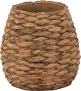 J-Line Bloempot Gewoven Cement Naturel Small Set van 2 stuks
