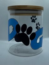 Koekjespot hond -DOG blauw - glas met bamboe dekksel