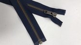 YKK rits, Deelbaar oud messing 80 cm donkerblauw