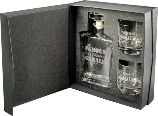 Karesi Juwelier Gepersonaliseerde Geschenkset Whisky karaf met 2 tumbler  glazen | leuk... | bol.com