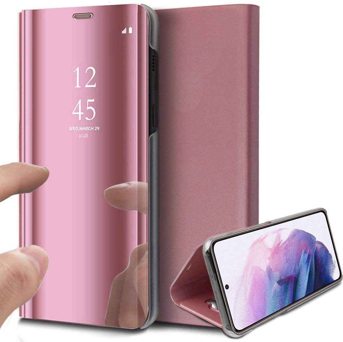 Hoesje geschikt voor Samsung Galaxy S21 - Book Case Spiegel Roségoud