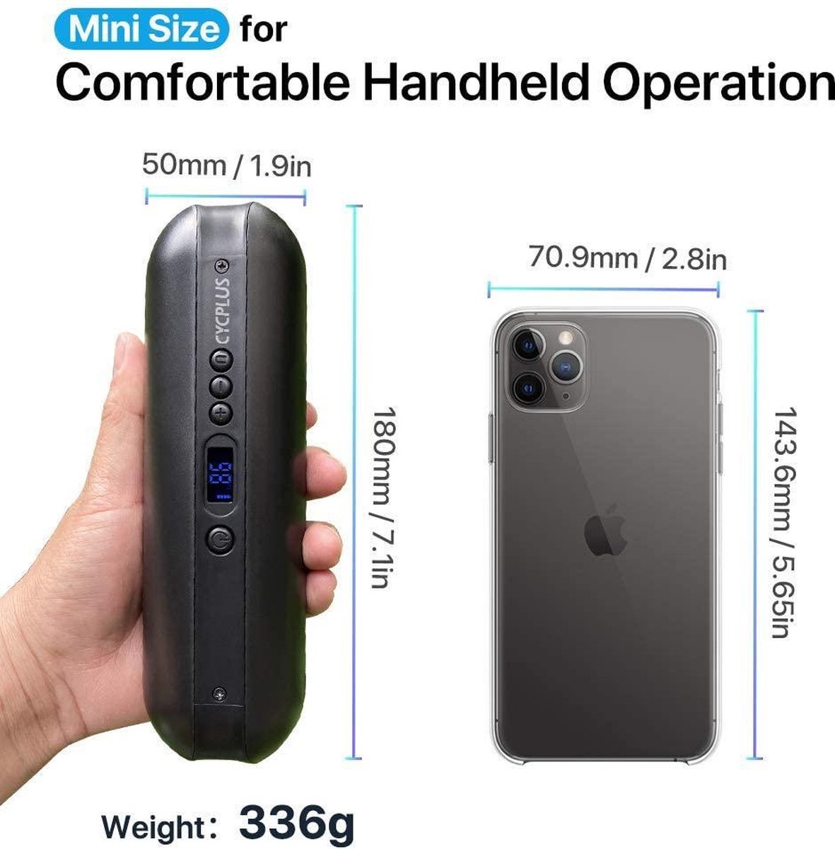 Cycplus A2 Elektrische fietspomp zwart. Ook voor auto-/motorbanden en  ballen - pomp - | bol.com