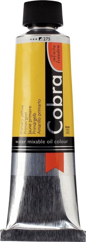 Couleur à l'huile Cobra miscible à l'eau, jaune primaire, tube de 150 ml.