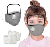 Mondmasker met spatschempje voor kinderen grijs - wasbaar - herbruikbaar