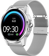 Belesy® MERCURY - Smartwatch Dames - Smartwatch Heren - Horloge - 1.22 inch - Kleurenscherm - Stappenteller - Bloeddruk - Hartslag - Touch Screen - Staal – Zilver