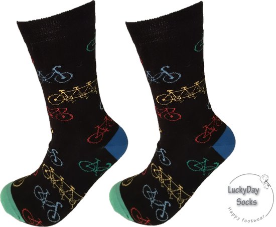 Fietsen sokken -Leuke sokken - Vrolijke sokken - Luckyday Socks - Sokken met tekst - Aparte Sokken - Socks waar je Happy van wordt - Maat 36-41