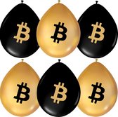 10 Zwarte/gouden Bitcoin ballonnen (Lucht)