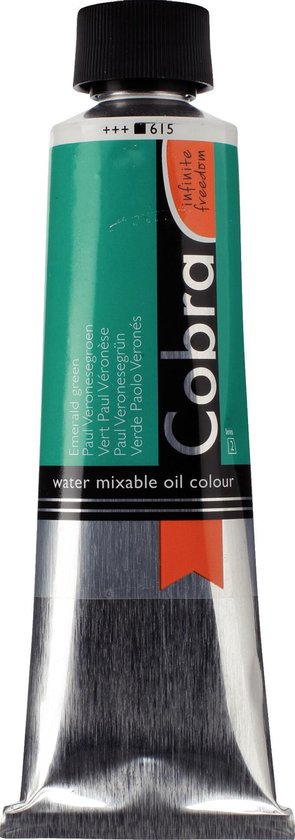 Peinture à l'huile Cobra miscible à l'eau couleur vert émeraude/vert Paul Véronèse. 150mL.
