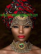 Lenks Diamond painting Afrikaanse dame 40 X 50cm ronde steentjes full paint Diamond Paint