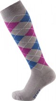 Pfiff sokken - Ruitersokken Grijs - Blauw - Paars - Sportsokken - Paardrijden - Unisex sokken - Kniesokken - Maat 40-42
