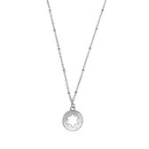 Open star coin ketting - Zilver - 42 cm