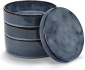 PASCALE NAESSENS BOL SET 3 BLEU FONCÉ GLACÉ PURE D 14 CM H 15 CM