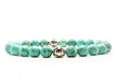 Beaddhism - Armband - Turquoise - Zilver - Eva - 8 mm - 22 cm